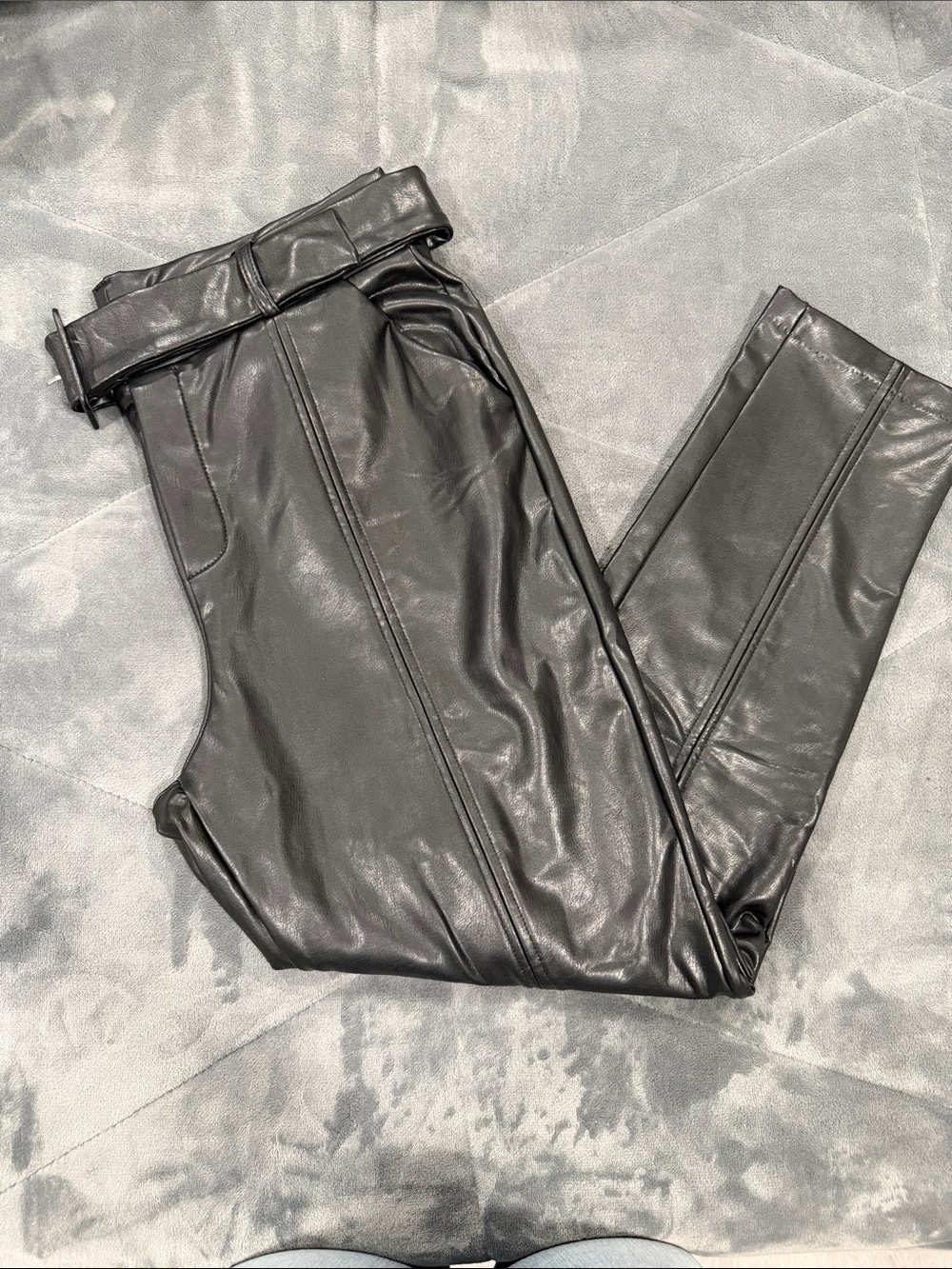 Faux Leather Belted Shorts
